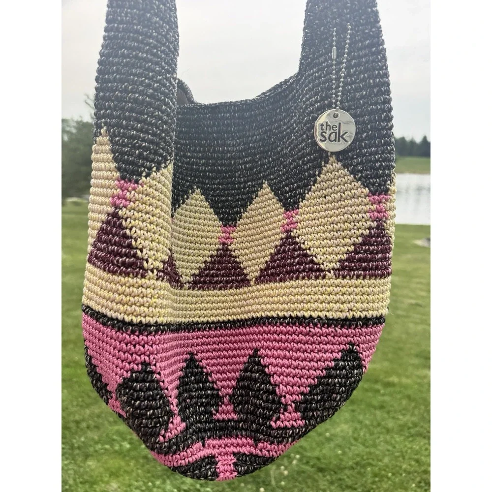 The Sak Hand-Crochet ~ Signed & Dated Hobo Carryall Shoulder Bag Made in Bali